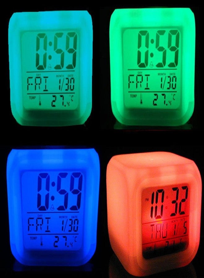 RB Mall 7 Colour Changing LED Digital Alarm Clock with Date, Time, Temperature for Office Bedroom - Image 2